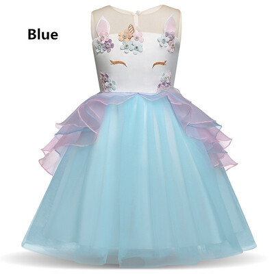 

Chiffon Unicorn Kids Girls Bridesmaid Formal Tutu Sleeveless Pageant Party Dress