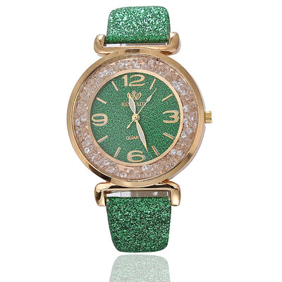 

Matte textured belt digital watch ladies sand filled with diamonds