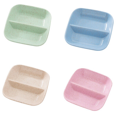 

Wheat Straw Square Divided Seasoning Dishes Table Sauce Container Kitchen Cutlery Snack Plate