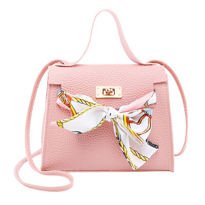 

British Simple Fashion Silk Band Bow Lock Small Square BagSilk Scarf Random