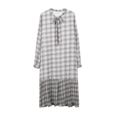 

Dress in long lattice students long sleeve han edition autumn outfit