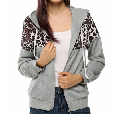 

Toponeto Womens Autumn Winter Leopard Print Jacket Hooded Sweater Coat Hooded Sweats