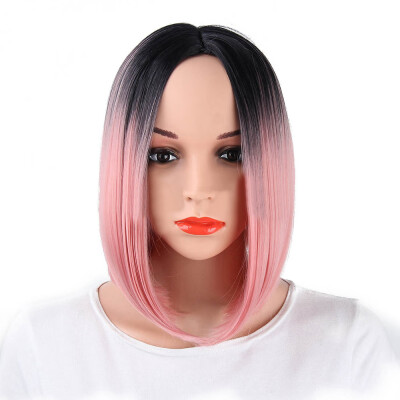 

Gobestart Women Fashion Lady Gradient Short Straight Hair Cosplay Party Wig