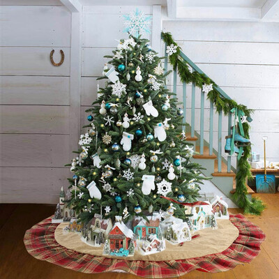 

Siaonvr Christmas Fabric Plaid 120cm Christmas Tree Skirt Christmas Tree Bottom Ornament