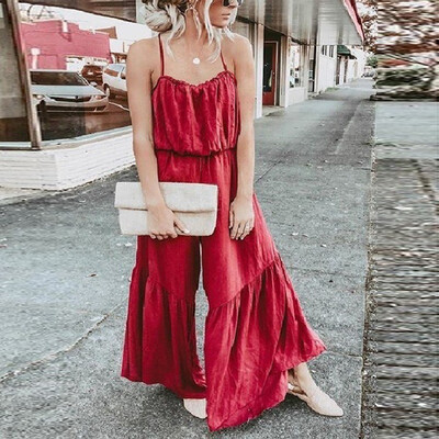 

Starmoon Fashion Sexy Women Solid Sleeveless Easy Camisole Wide Leg Pants Long Jumpsuit