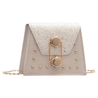 

Rivets Sequins Bag Women Leather Shoulder Messenger Flap Buckle Chain Bags