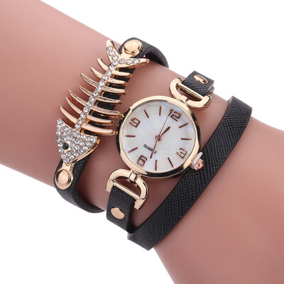 

Wish explosion trend fashion sloggi fish bone diamond pendant ladies bracelet watch factory direct sales