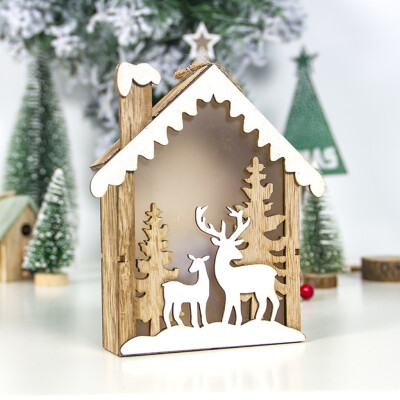 

Siaonvr LED Light Wood House Cute Christmas Tree Hanging Ornaments Holiday Decoration