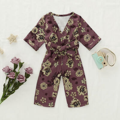 

Baby Girls Floral Clothes Newborn Kids V-Neck Romper Jumpsuit Bodysuit Outfit US
