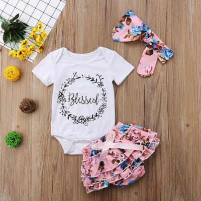 

Adorable Newborn Baby Girls Cotton Tops Romper Floral Shorts Outfits Set 0-18M