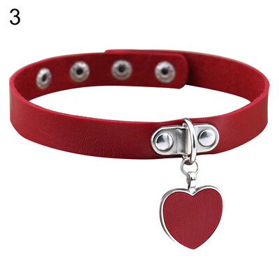 

Punk Gothic Women Love Heart Pendant Faux Leather Choker Collar Necklace Bracelet