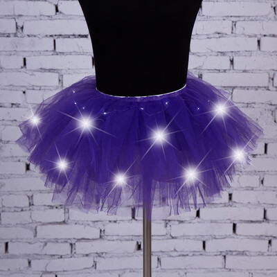 

Roseonmyhand Women 5 layers Mesh Tulle Skirt Princess Skirt With LED Small BulbSkirt