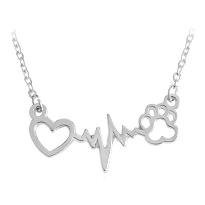 

Family Pet Funny Dog Necklace Heartbeat Gift Jewelry 2019 Necklace Fashion Cat Paw