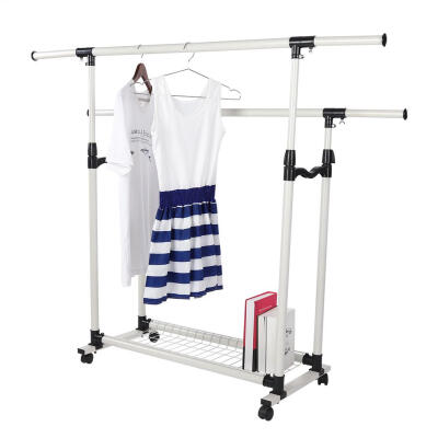 

Clothes Hanger Double Rails Clothes RackAdjustable Collapsible Rolling Double Rails Garment Clothes Coat Rack Dryer Hanger