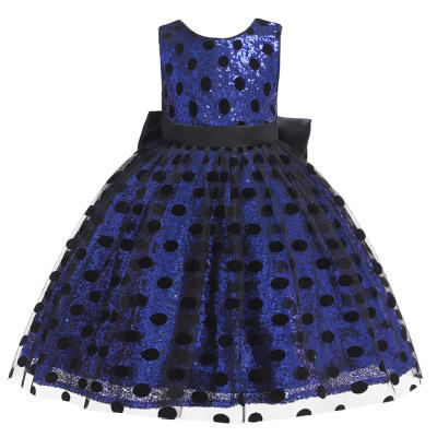 

Sequin Dot Dress Sleeveless O-neck Children Mesh Lace Princess Tutu Dress