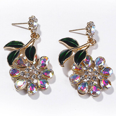 

Sun Flower Stud Earrings For Women Wedding Earring With Stones Gold Color Earrings