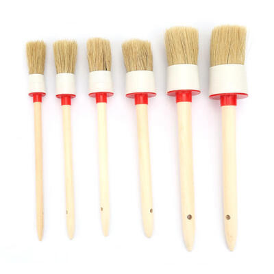 

Greensen 6pcs Wooden Handle Car Detailing Brush Set Round Oil Painting Wax Brushes