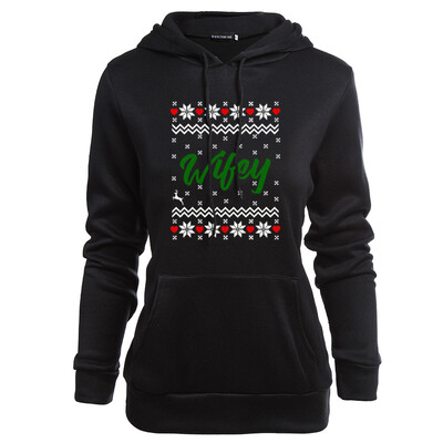 

New Fashion Couple Casual Christmas Hoodie Wifey Letter Print Hooded