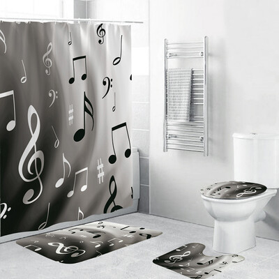 

〖Follure〗4PCS Non Slip Toilet Polyester Cover Mat Set Bathroom Shower Curtain