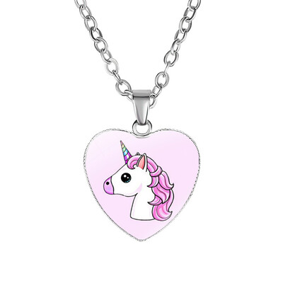 

Unicorn Necklace Pegasus Heart Shape Charm Alloy Pendant for Girls Women Birthday Party Gifts