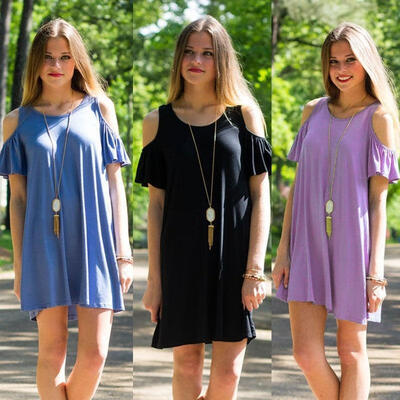 

5 Colors Sexy Womens Summer off shoulder Boho Dress Casual Beach Short Mini Sundress S-XL