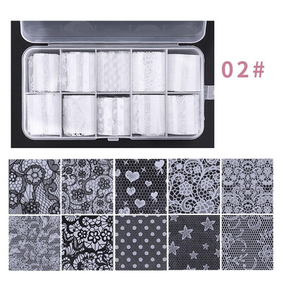 

Toponeto Nail Transfer Paper Mirror Dazzle Color Lace Star Gel Nail Transfer Paper