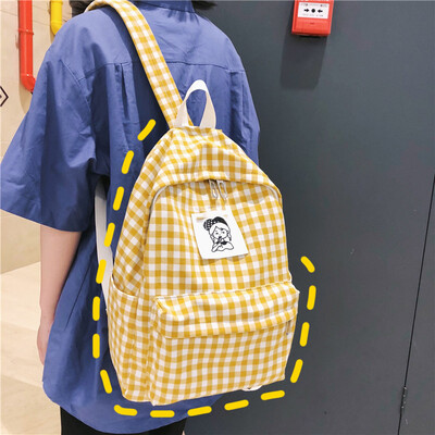 

Ins schoolbag female Korean version of senior high school students campus simplicity Sen Department Baitao small clean checked bac