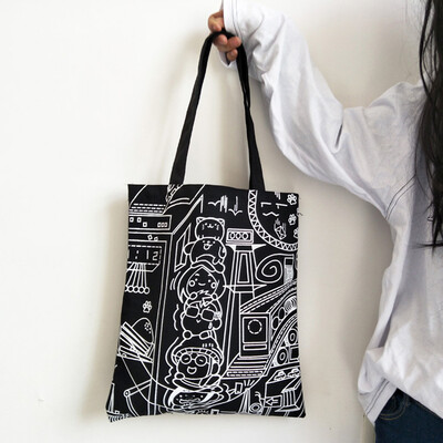 

Tailored Fashion Women Canvas Printing Art Reusable Shoulder Bags Handle Shopping Bags