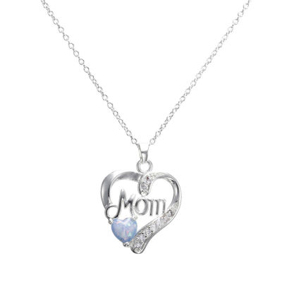 

MUM Letters Necklaces Mom Gift Great Mama Opal Heart Pendant Necklace Silver Color Jewelry mother day gift For Mother