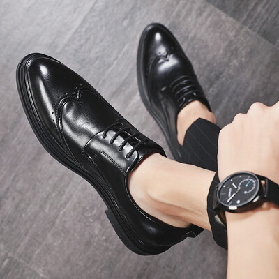 

Mens shoes spring tide shoes Korean version of the wild Korean business shoes mens British Brock casual shoes men 3066