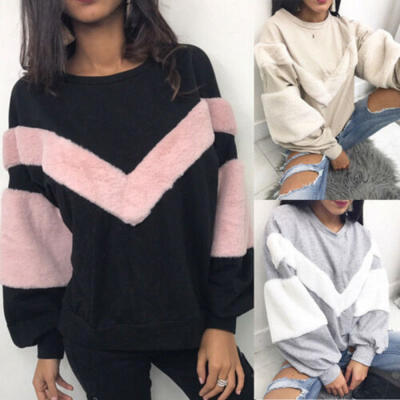 

Women Loose Long Sleeve Casual Sweatshirt Jumper Hooded Pullover Short Tops US