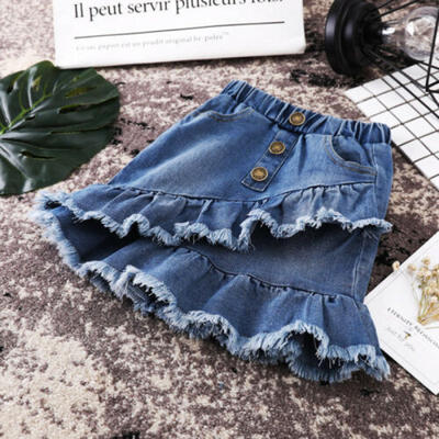

Toddler Kids Girls Blue Denim Mini Skirt Short Dress Jean Skirt Clothes