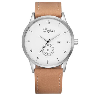 

Lvpai Large Round Dial Quartz Watch Men Leather Strap Analog Wristwatch