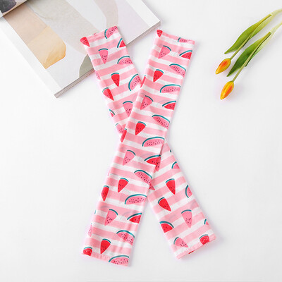

New digital printing sunscreen grid ice silk sleeves female cartoon outdoor riding travel ice sleeve women factory wholesale