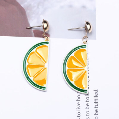 

EK438 Acrylic Earring Cute Small Round Orange Lemon Summer Earrings Fruit Jewelry For Women Girls Valentines Day Gift Wholesale