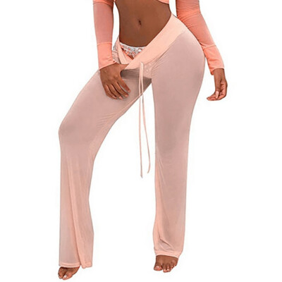 

Tailored Fashion Women Perspective Elastic Drawstring Solid Pants Sports Casual Leggings