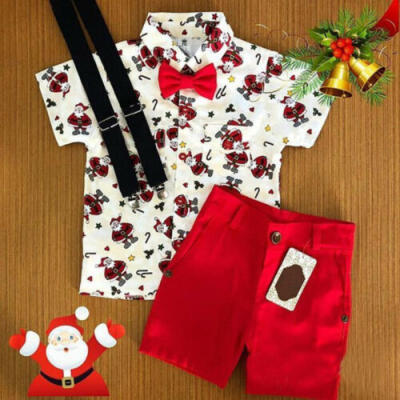 

AU Christmas Toddler Kids Baby Boy Clothes Xmas Santa Tops T-Shirt Shorts Outfit