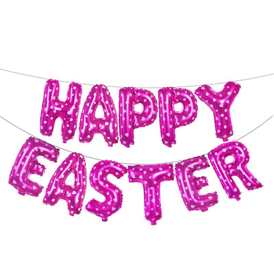 

Toponeto 16 inch Large Happy Easter Foil Balloon Set Banner Bunting Party Decoration