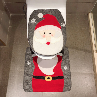 

Siaonvr 2PCS Set Fancy Snowman Toilet Lid And Carpet Bathroom Set Christmas Decoration