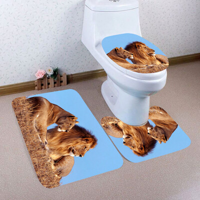 

〖Follure〗3PCS Christmas Bathroom Non-Slip Pedestal Rug Lid Toilet Cover Bath Mat Set