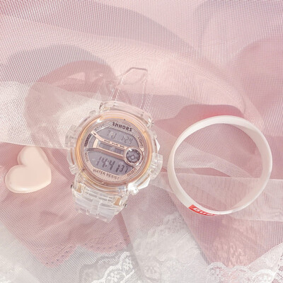 

Unicorn Watch Girl Born Cute ins Wind Waterproof Cherry Blossom Powder Student Electronic Watch Net Red Heart Transparent Jelly