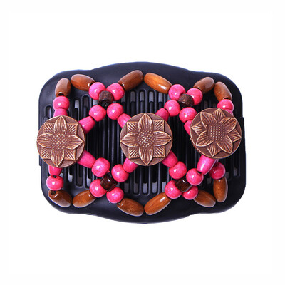 

〖Follure〗Women Magic Acrylic Vintage Hair Comb Double Clips Wooden Hair Slide