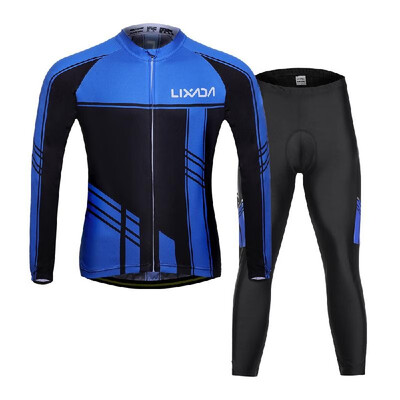 

Lixada Mens Cycling Clothing Set Autumn Winter Long Sleeve Windproof Cycling Jersey Coat Jacket with 3D Padded Pants Trousers