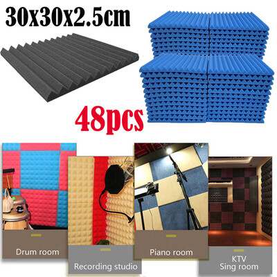 

〖Follure〗48Pcs Acoustic Foam Panel Sound Stop Absorption Sponge Studio KTV Soundproof