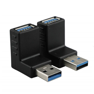 

2 PCS USB 30 90 Degree Right Angled Connector Male to Female Extender  Plug