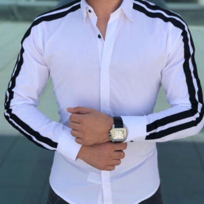 

Fashion Men&acutes Casual Shirts Business Dress T-shirt Long Sleeve Slim Fit Tops