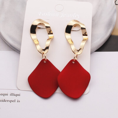 

EK775 New Fashion Round Waterdrop Pendant Earrings for Women Geometric Metal Square Dangle Earring oorbellen