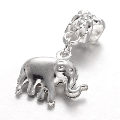 

Alloy European Dangle Beads Large Hole Elephant Beads Silver 27mm Hole 5mm