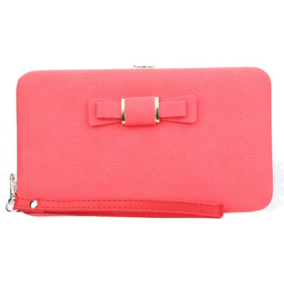 

Fashion Women Bowknot Large Capacity Cash Card Holder Long Wristlet Bag Wallet