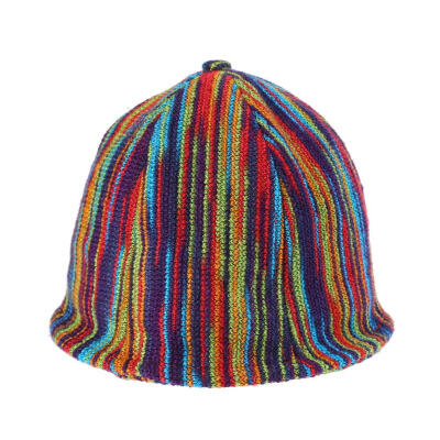 

Cute Kids Girls Panama Bucket Hat Children Colorful Stripe Fisherman Cap